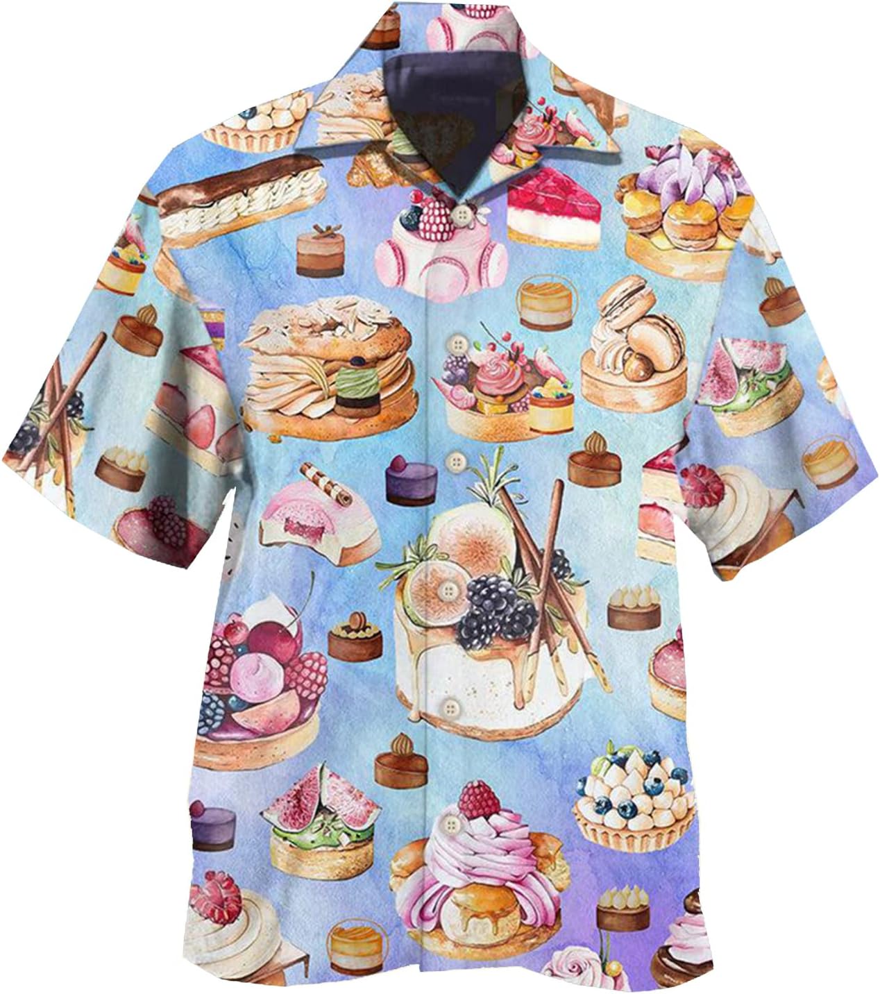 Baking Mens Hawaiian Shirt - Dessert Casual Button Down Hawaiian Shirts for Men Women Short Sleeve No 51