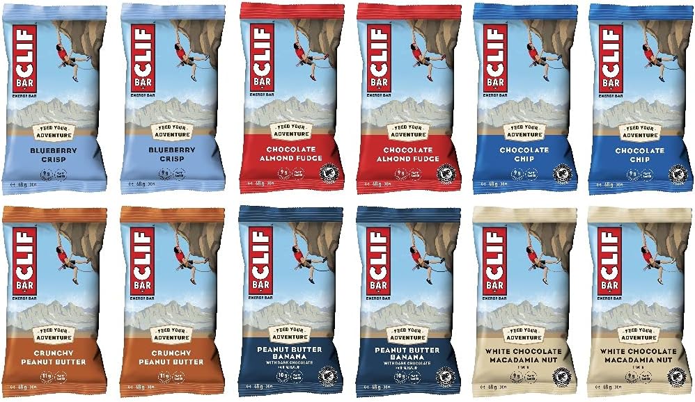CLIF Bar ENERGY BAR Mixed Flavour Variety-Pack x 12 bars Nutritional Bar Source of Plant Based Protein 12 bars x 68g