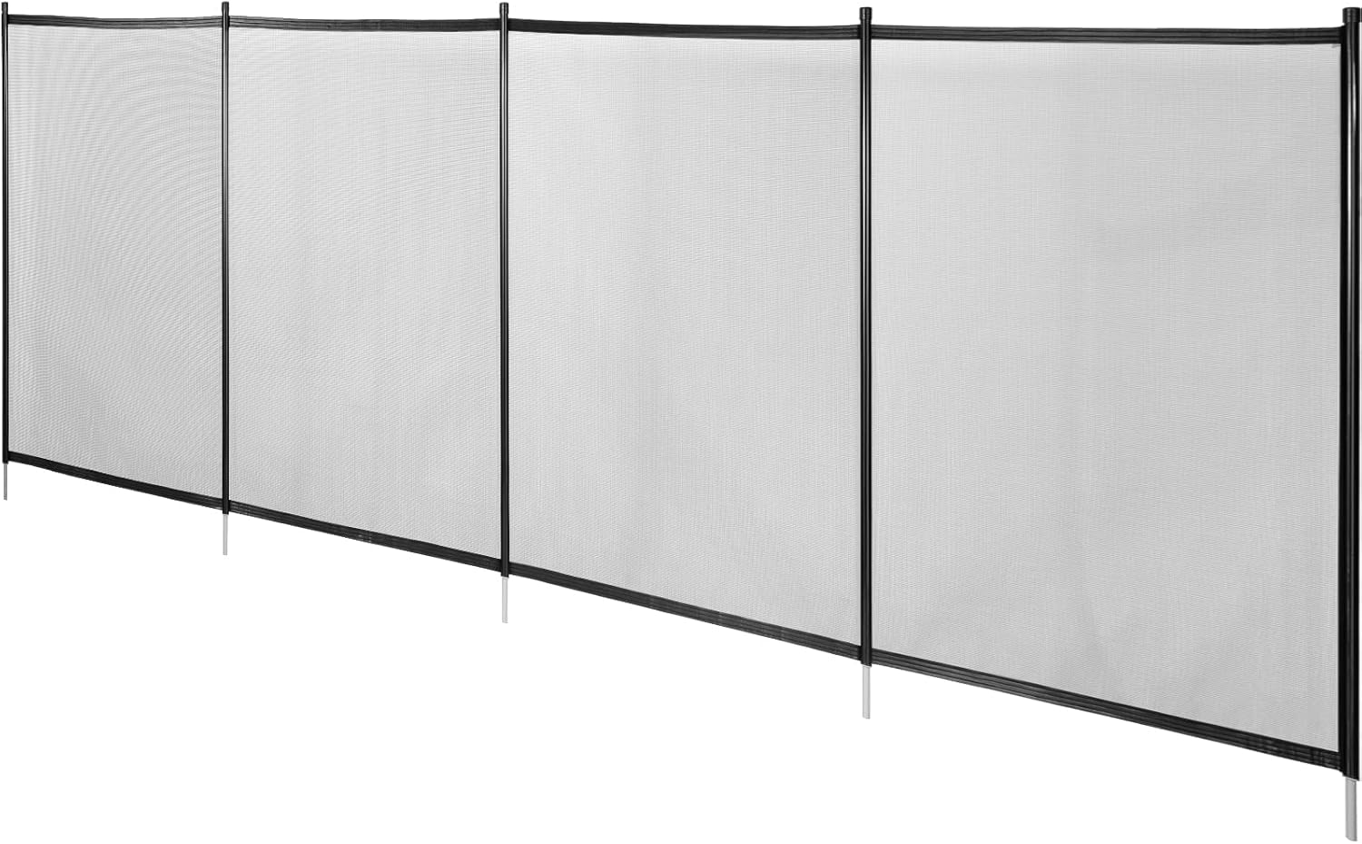 Happybuy Pool Fence, 4FTx 48FT DIY Pool Fences for Inground Pools, Removable Child Safety Pool Fencing, Swimming Pool Fence in Ground for Kids Safety, Black Pool Mesh to Protect Kids