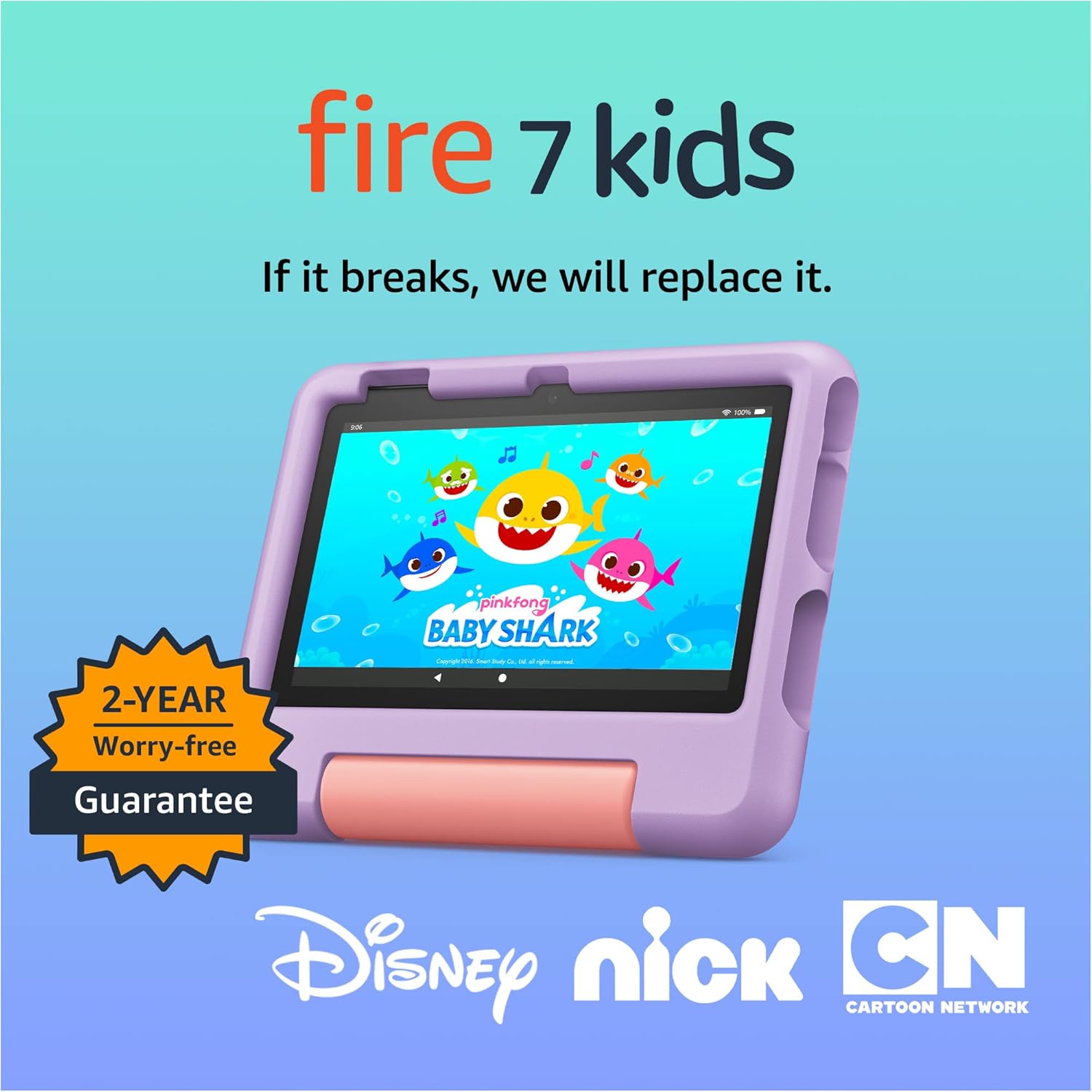 Amazon Fire 7 Kids tablet (newest model) ages 3-7. Top-selling 7" kids tablet on Amazon | 6-months ad-free content with parental controls included, 10-hr battery, 16 GB, Purple