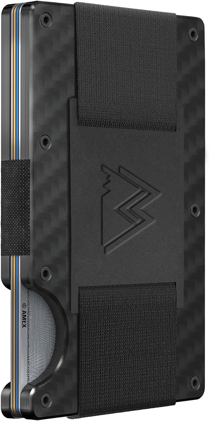 Mountain Voyage Minimalist Wallet for Men & Women with Money Clip or Cash Strap - RFID Blocking Metal Wallet for Men - Scratch Resistant Slim Card Holder Wallet - Front Pocket Wallet for Men & Women