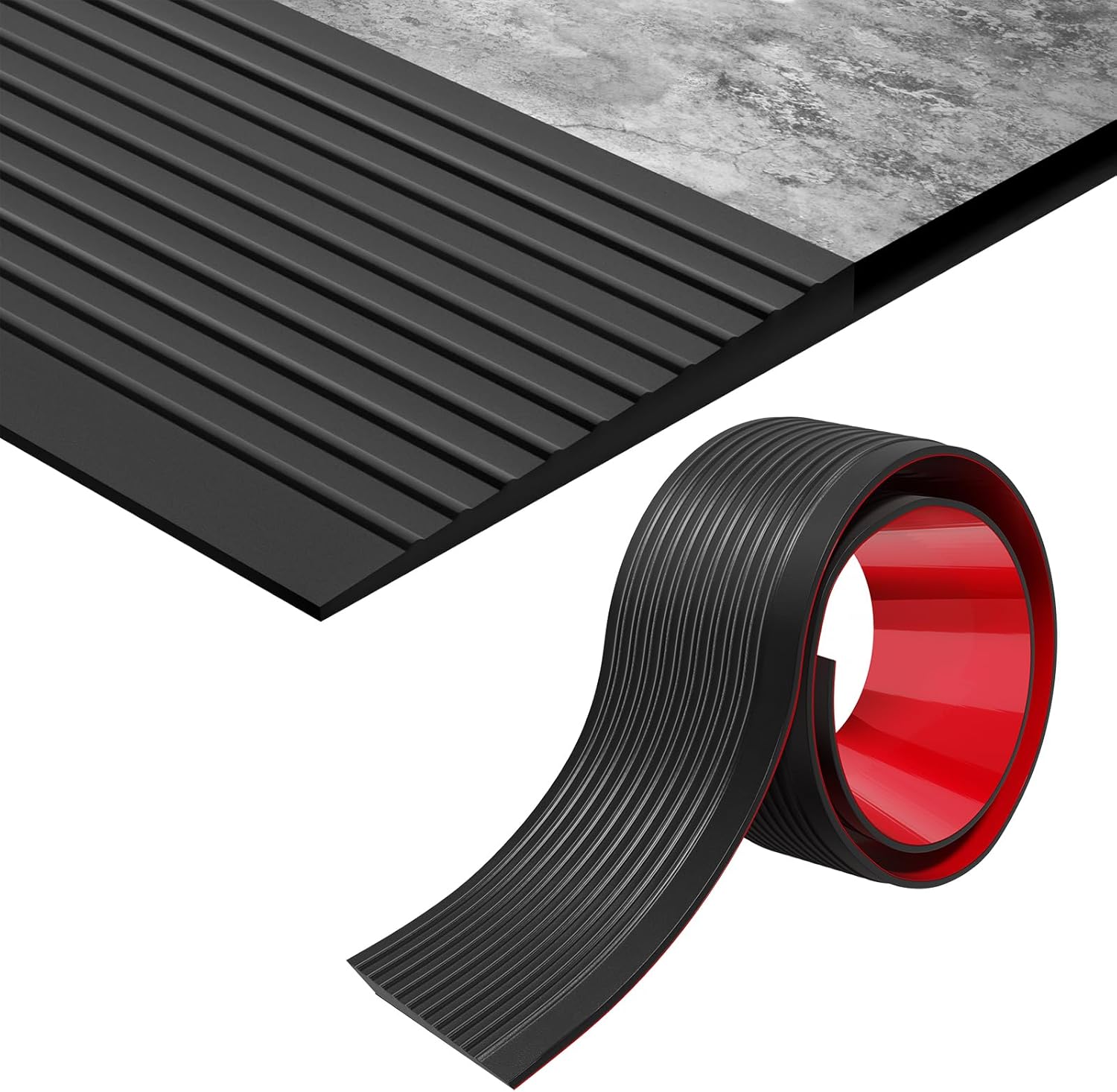 Threshold Ramps Self-Adhesive Rubber Threshold Ramp Wheelchair Ramp for Doorways,Steps,Bathroom, Wheelchair, Scooter Stroller (Black, 7.5cm(W) x 1.5cm(H) x1m(L))