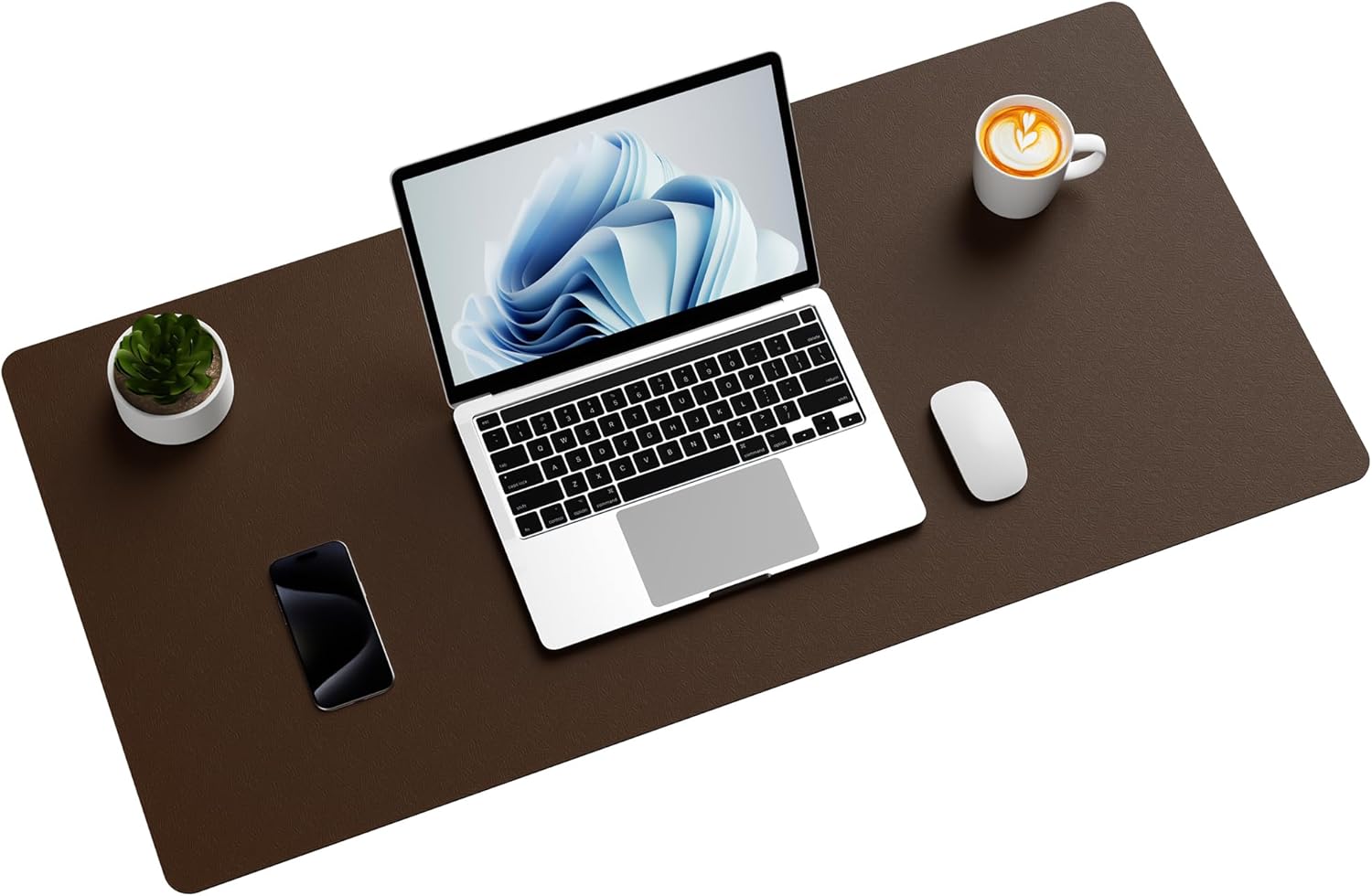 Aothia Genuine Leather Desk Pad, Large Mouse Pad, Real Leather Office Desk Mat, 31.5" x 15.7" Non-Slip Desk Blotter, Laptop Desk Pad, Waterproof Desk Writing Pad for Office and Home, Brown