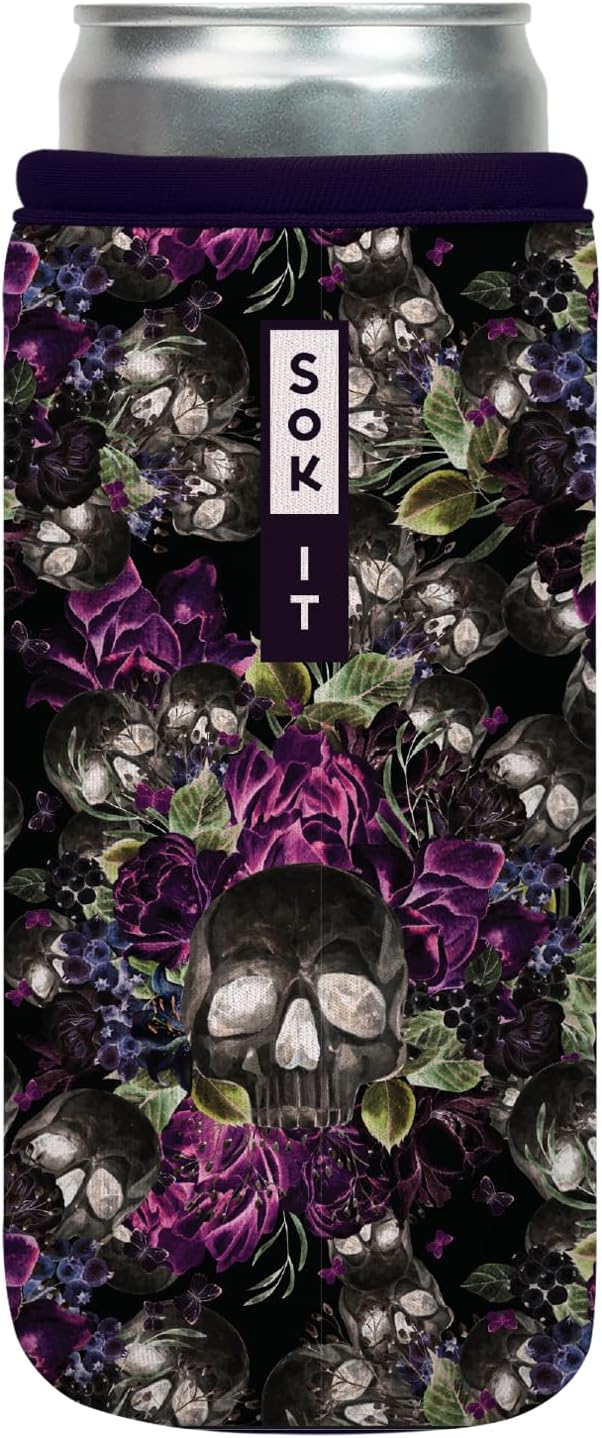 Sok It CanSok Sleeve for Beer & Soda Insulated Neoprene Cover (After Dark, 12oz Slim Can Sleeve)