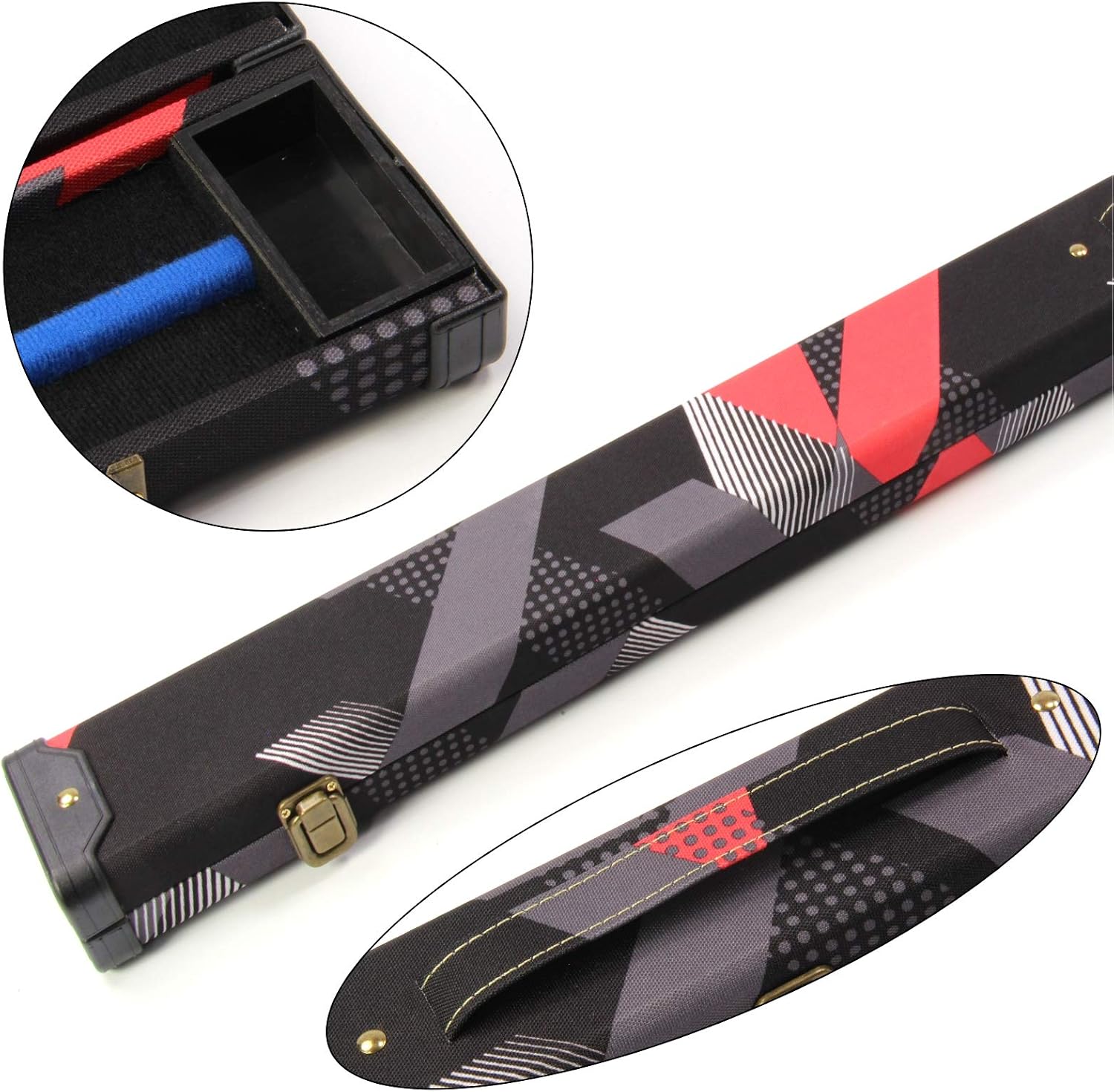 Funky Chalk Contemporary 80s Design 3/4 Snooker Pool Cue Case - 116cm Max Shaft Length