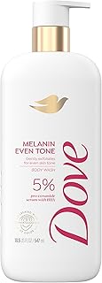 Dove Exfoliating Body Wash Melanin Even Tone Promotes Even Skin Tone 5% pro-ceramide serum with BHA 18.5 oz