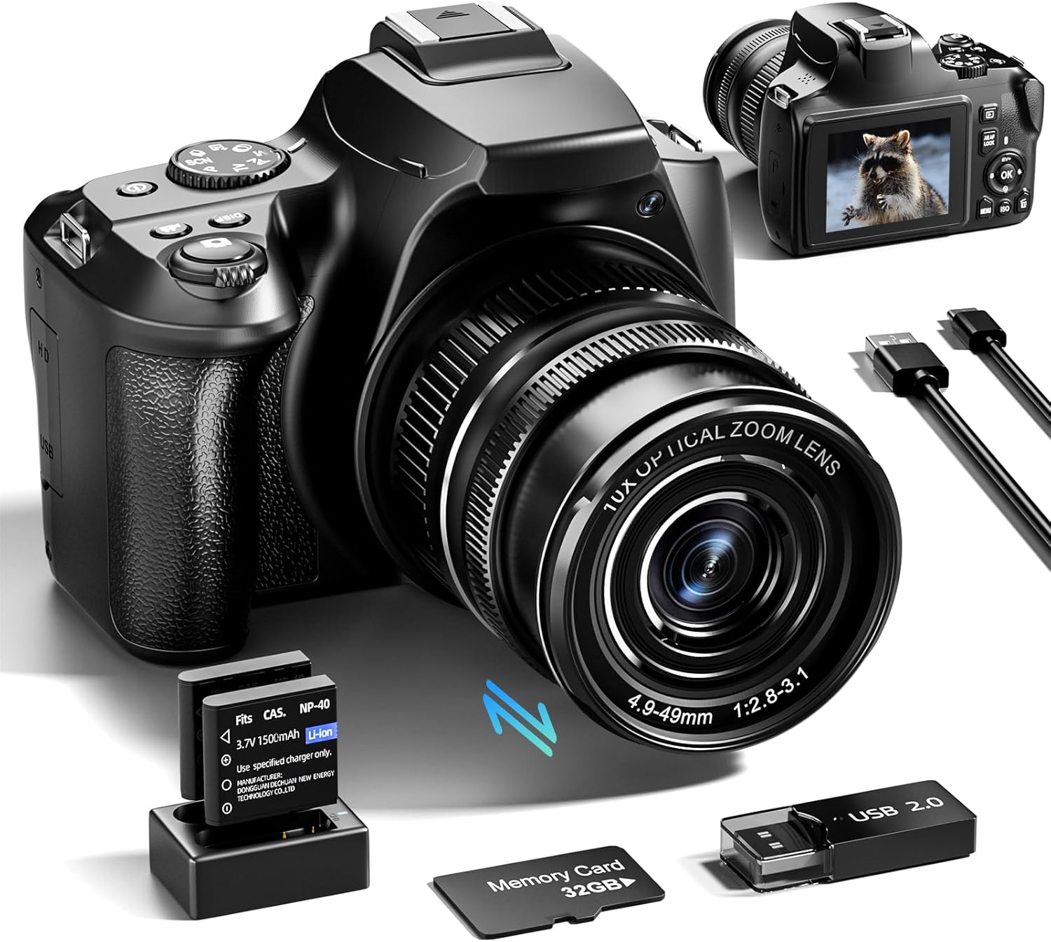 NBD 64MP Digital Cameras for Photography & Video, 4K 40 X Zoom Vlogging Camera for YouTube with WiFi & App Control, Flash & HDMI Output, 32GB SD Card, 2 Batteries -W2