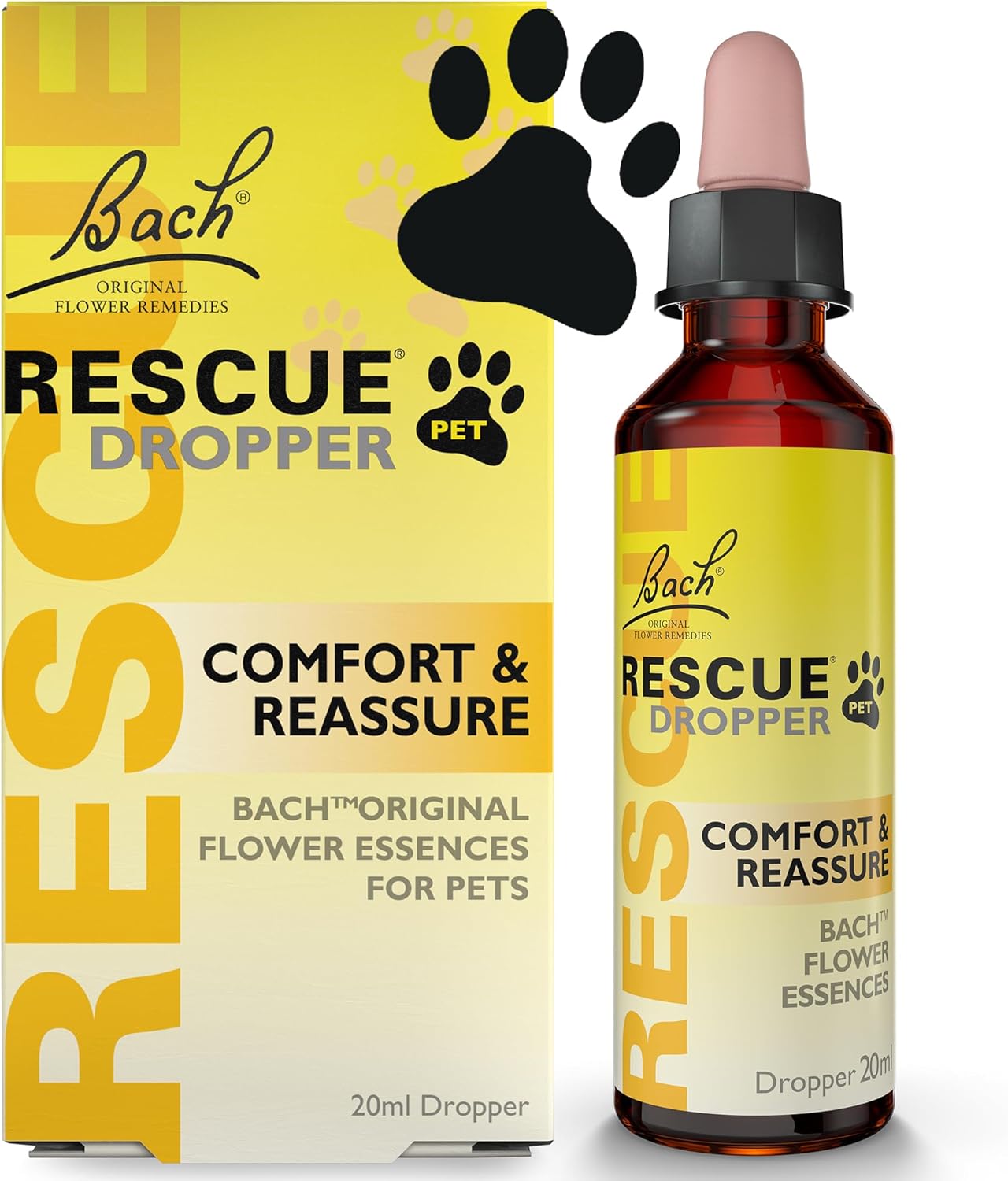 RESCUE Remedy Pet Dropper 20ml, Separation, Travel, Noise Calming for Dogs, Cats, & Other Pets, Homeopathic Flower Essence, Thunder, Fireworks, Travel, Separation, Alcohol Free