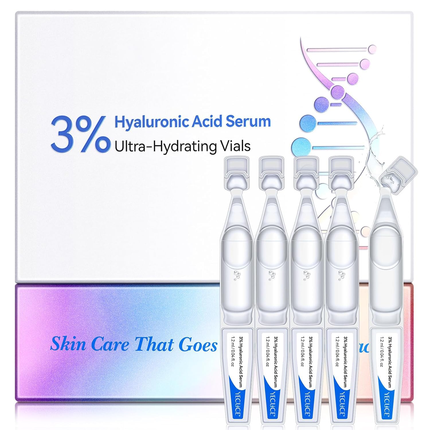 3% Hyaluronic Acid Serum Ultra-Hydrating Vials 30PCS,Single Use Hyaluronic Acid Tubes,Intensive Moisturizing,Skin Repair,Skin Tightening,Anti-Aging for All Skin Types(30 x 1.2ml)