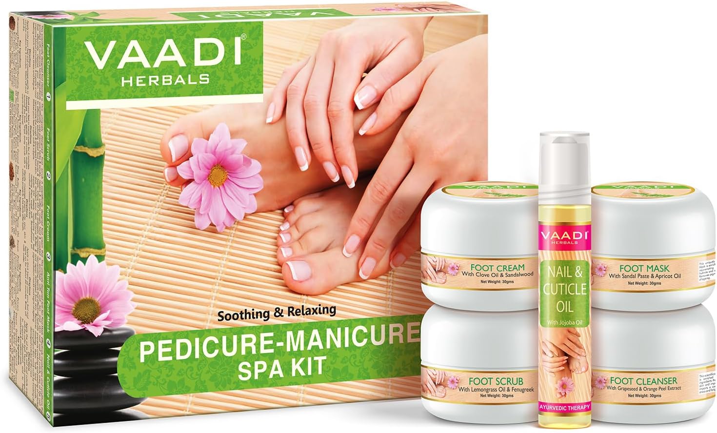 Vaadi Herbals Pedicure Manicure Spa Kit Soothing & Refreshing Hands Feet Toes & Nails 135 ml