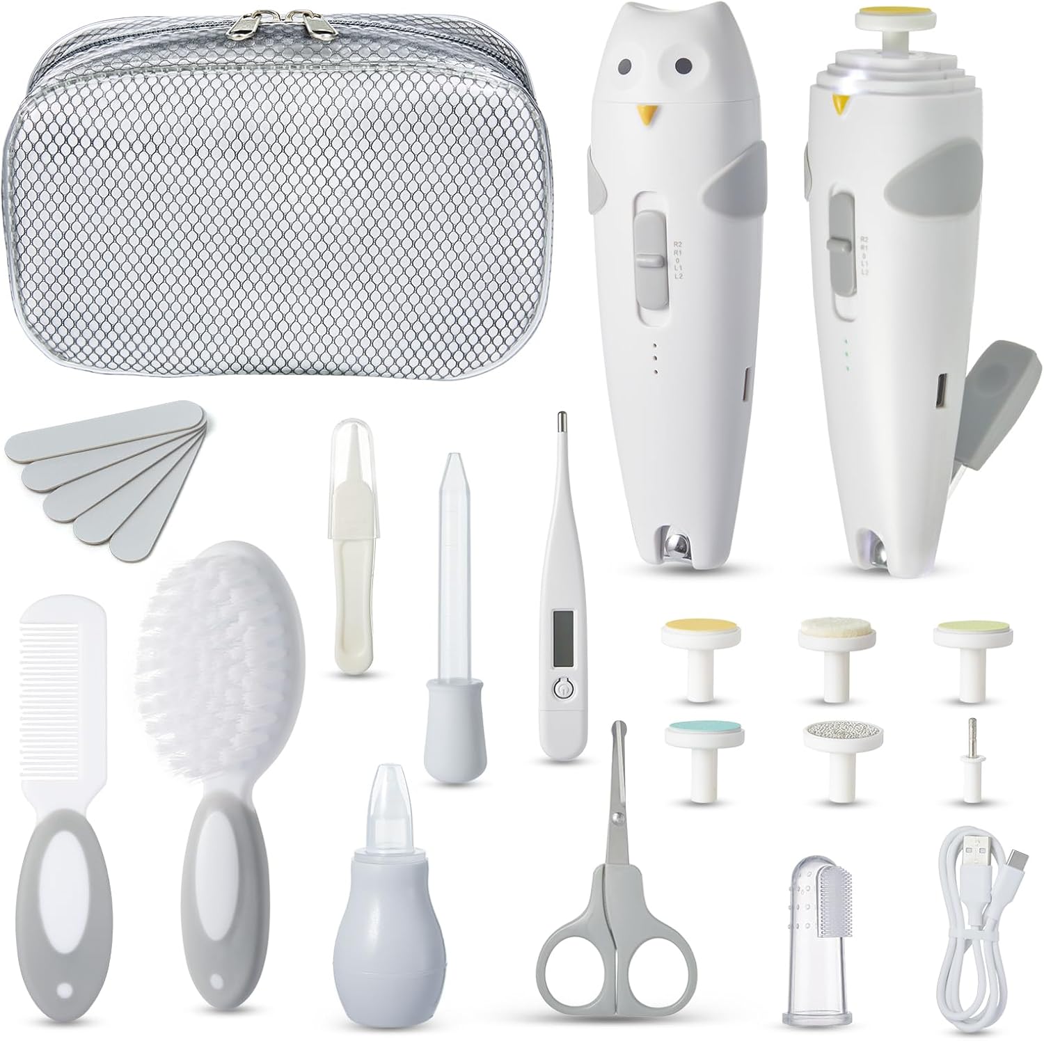 Lictin Baby Healthcare and Grooming Kit, 26 in 1 Rechargeable Baby Nail Trimmer Electric Set,Safe Baby Nail File with Auto Light, Newborn Nursery Health Care Kit, Portable Baby Safety Care Set