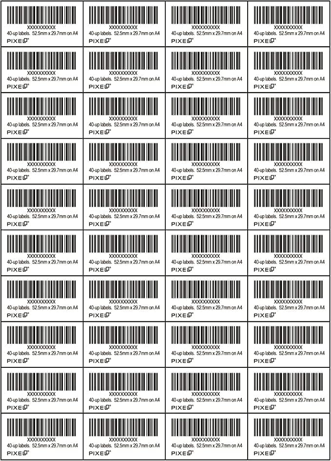 Pixel® A4 White Self Adhesive Blank Address Labels Amazon FBA Barcode Stickers 40 up comptaible with Inkjet & Laserjet Printers 40 Labels Per Sheet. 1 Packs (50 Sheets).