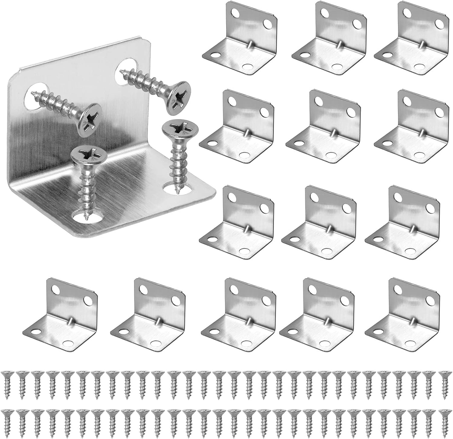 L Bracket, 15PCS Angle Brackets with 60 Screws, 23*23*30mm