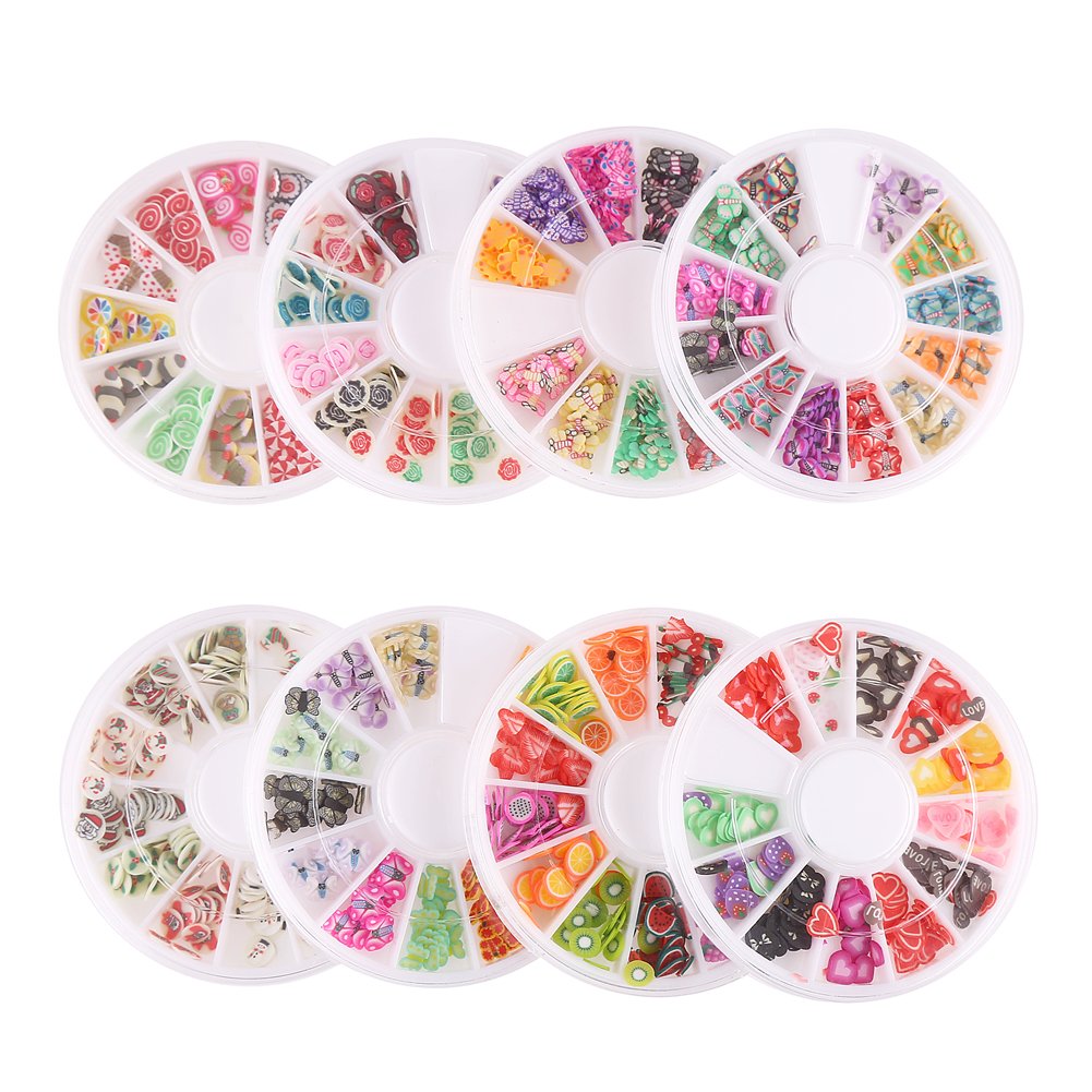 DECORA 8 Cases of Fruit Cake Flower Animal Slices Perfect for Sticking to Slime, DIY Crafts, Nail Art and Decoration
