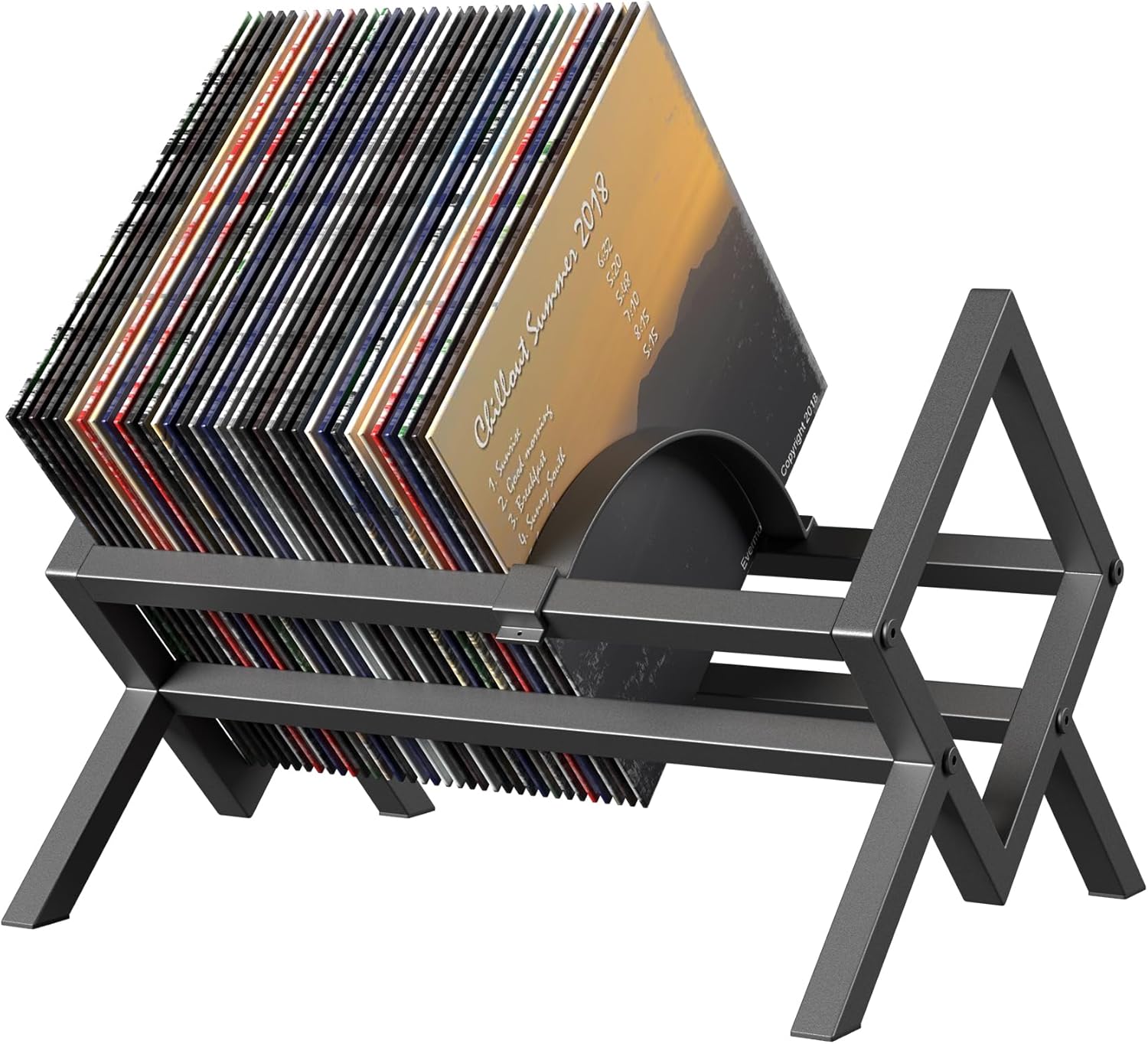 COWISH Record Storage Holder - Metal Record Stand 80-100 LP Storage Vinyl Organizer for Albums Audio Easy to Assemble Black