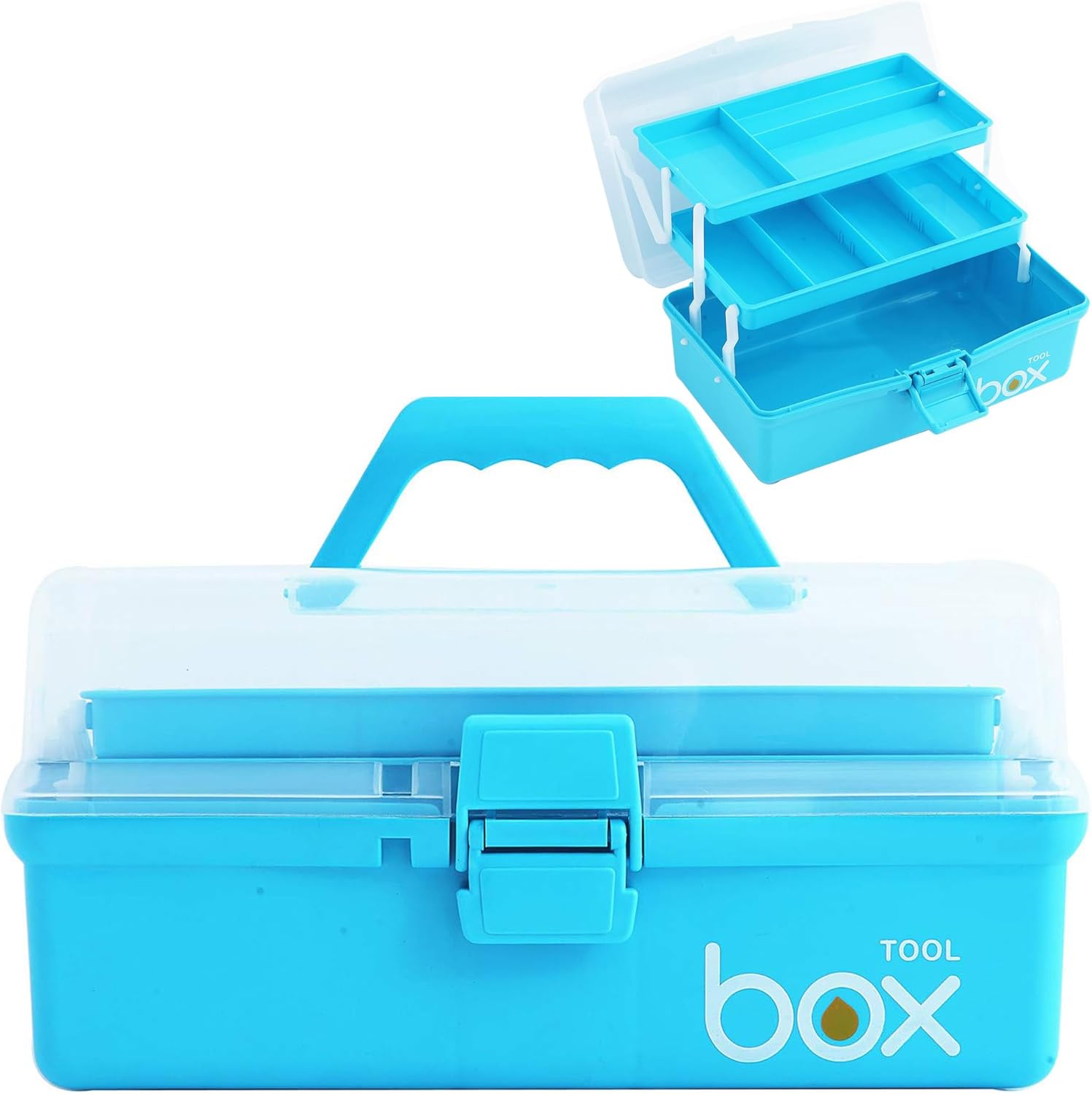 imuounl 3 Layer Multipurpose Storage Box,Plastic Tool Box,Art & Crafts Storage Box with Compartments, Medicine Storage Box,Sewing Supplies Organiser Box Family First Aid Box with 2 Trays