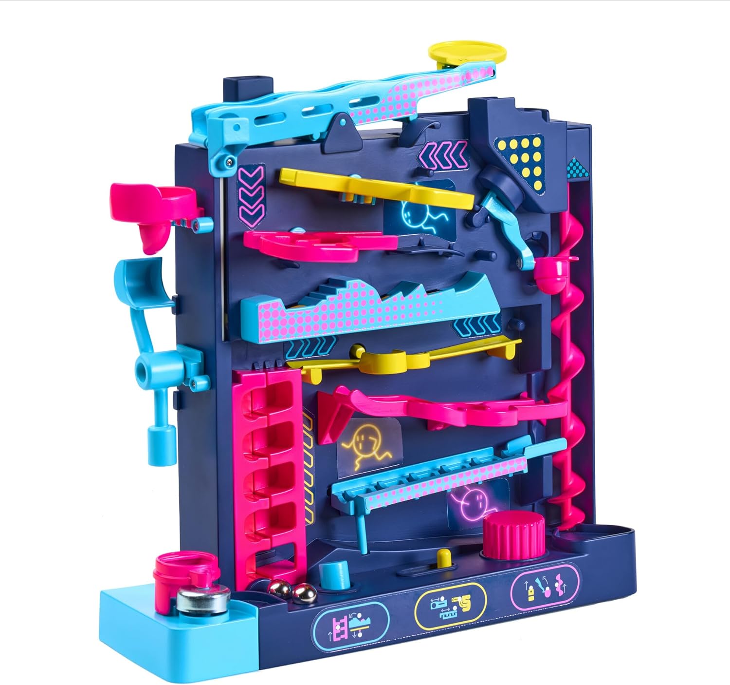 TOMY Games Screwball Scramble Level Up - Gravity Defying Vertical Obstacle Course Marble Run - Logic and Hand-eye Coordination Puzzle Games - Educational Toys for 5 Year Olds and Up