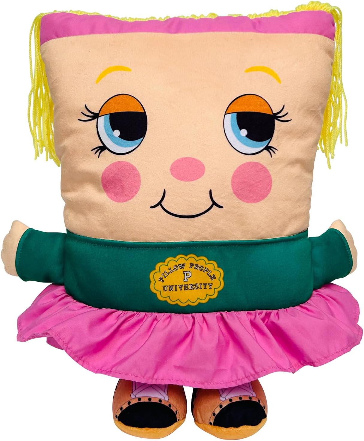 Jill College Plush - 2-in-1 Toy & Pillow, 80's Nostalgic Plush Pal Reimagined, Stuffed Rectangular Character, Cozy Nap & Play Design