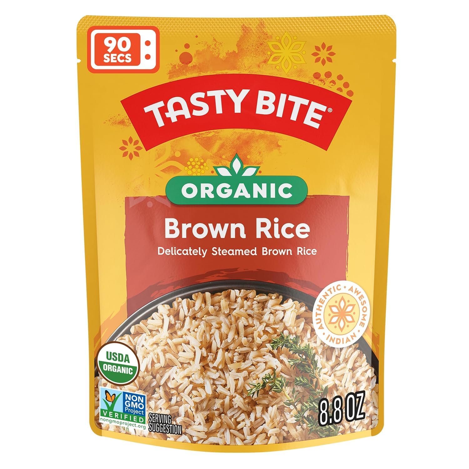 Tasty Bite Organic Brown Rice, 8.8 Ounce, Ready to Eat, Microwavable, Vegan, Gluten-Free