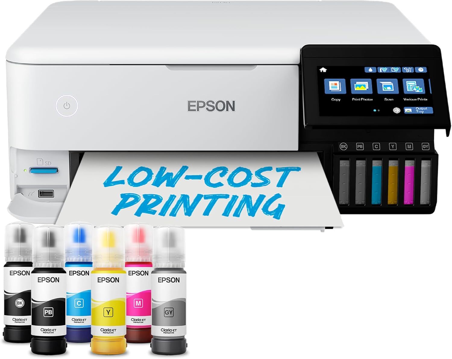 Epson EcoTank ET-8500 Ink Tank Printer | Photo Printing | 6-Colour Inks | Wireless | A4 | Print, Copy, Scan | 10.9cm Touchscreen | Double-Sided Printing | Rear Paper Feed
