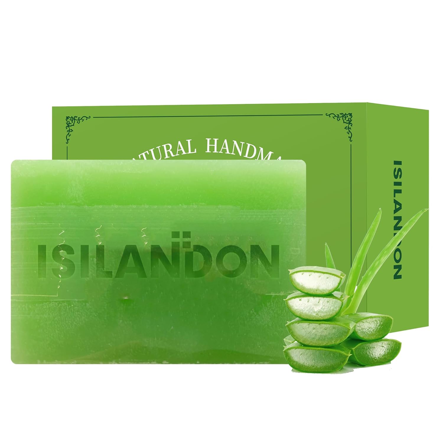 ISILANDON Multi - Benefit Aloe Vera Cleansing Soap with Tea Tree & Olive Oil: Moisturize, Control Oil, Fight Acne