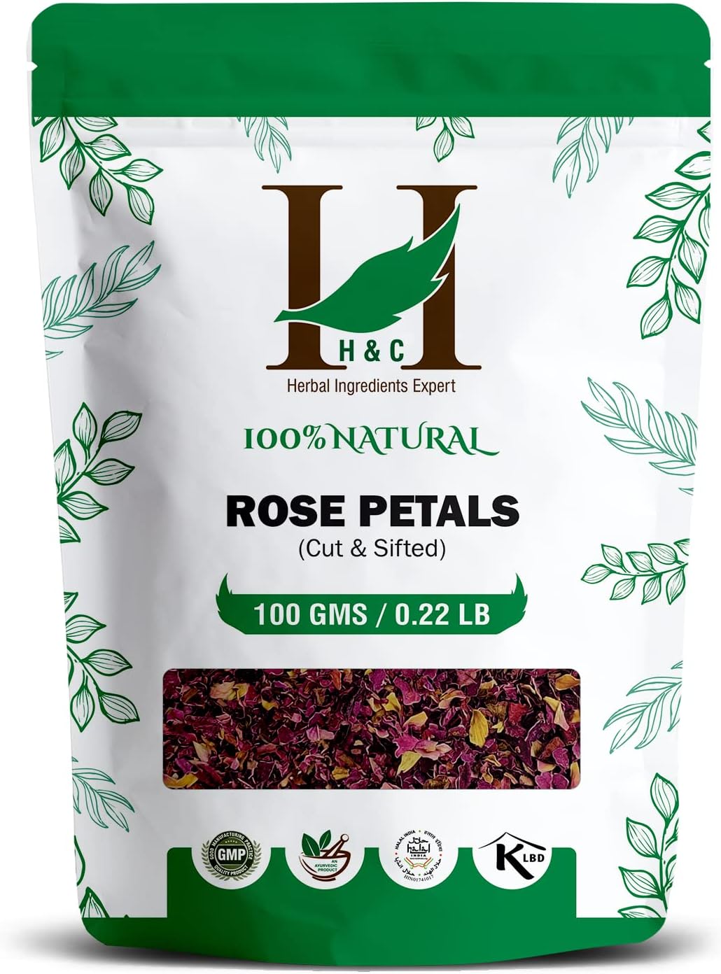 H&C Rose Petals (Cut and Sifted) - 100g Pack | Herbal Tea Ingredient | Loose Tea