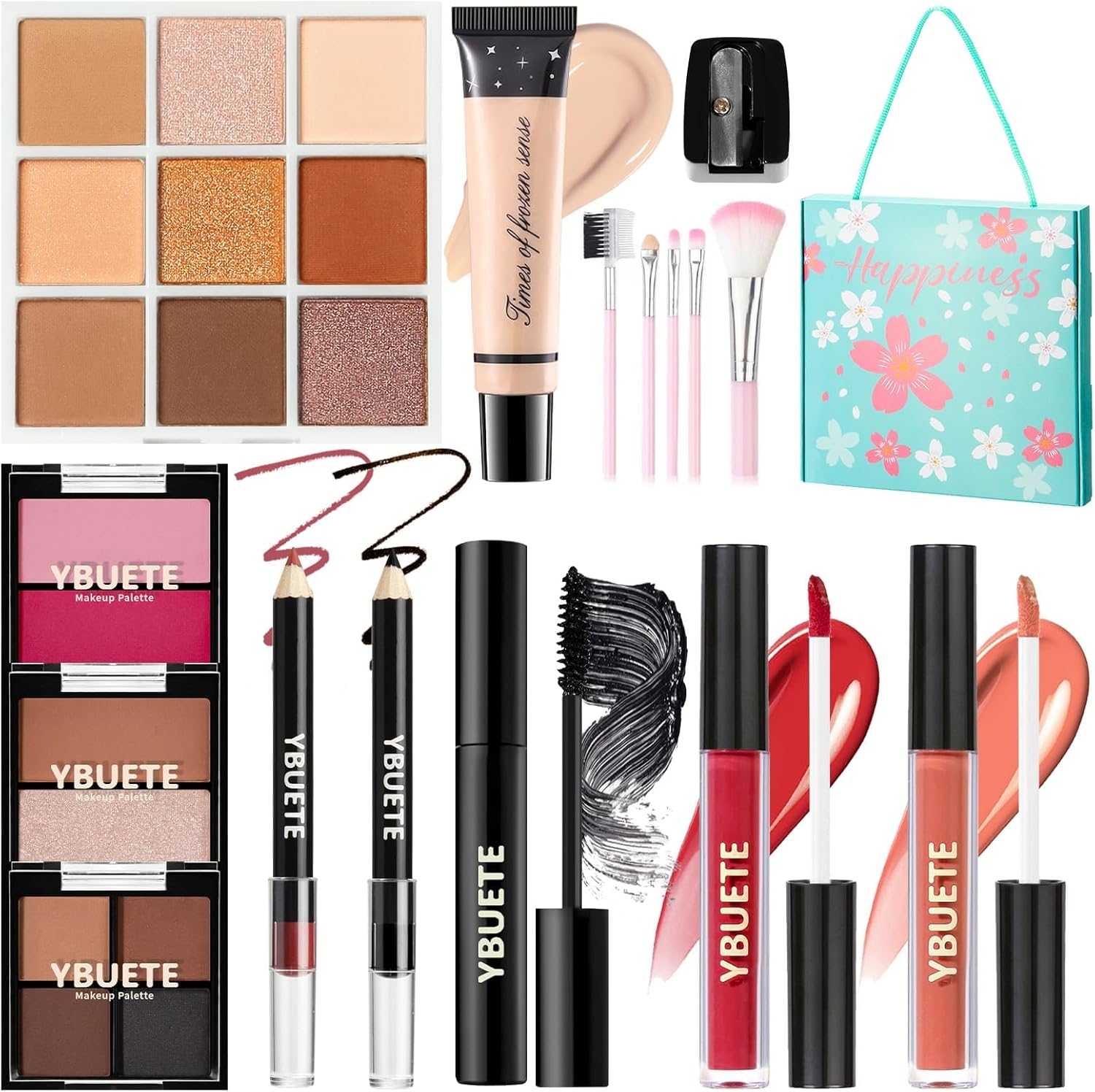 YBUETE Makeup Kit for Teens Girls Women, Travel Makeup Kit,Portable Makeup Present Set for Beginners & Professionals, Cosmetic Bundle Include Foundation Eyeshadow Palette Lipstick Eyeliner Mascara