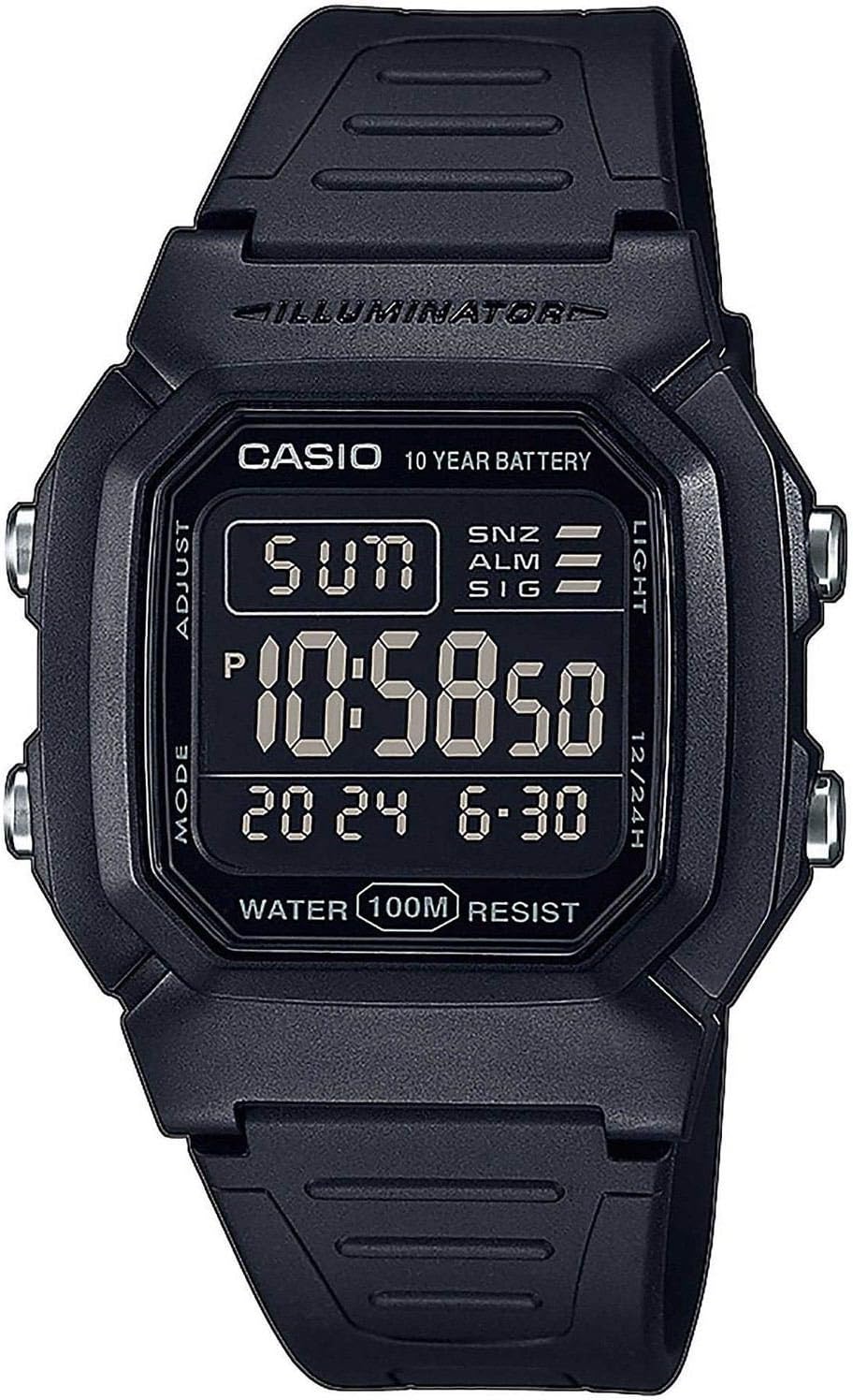Casio Men's Digitaal Watch W-800H-1AVES – Quartz – Waterproof – Plastic Strap – Zwart 1000230