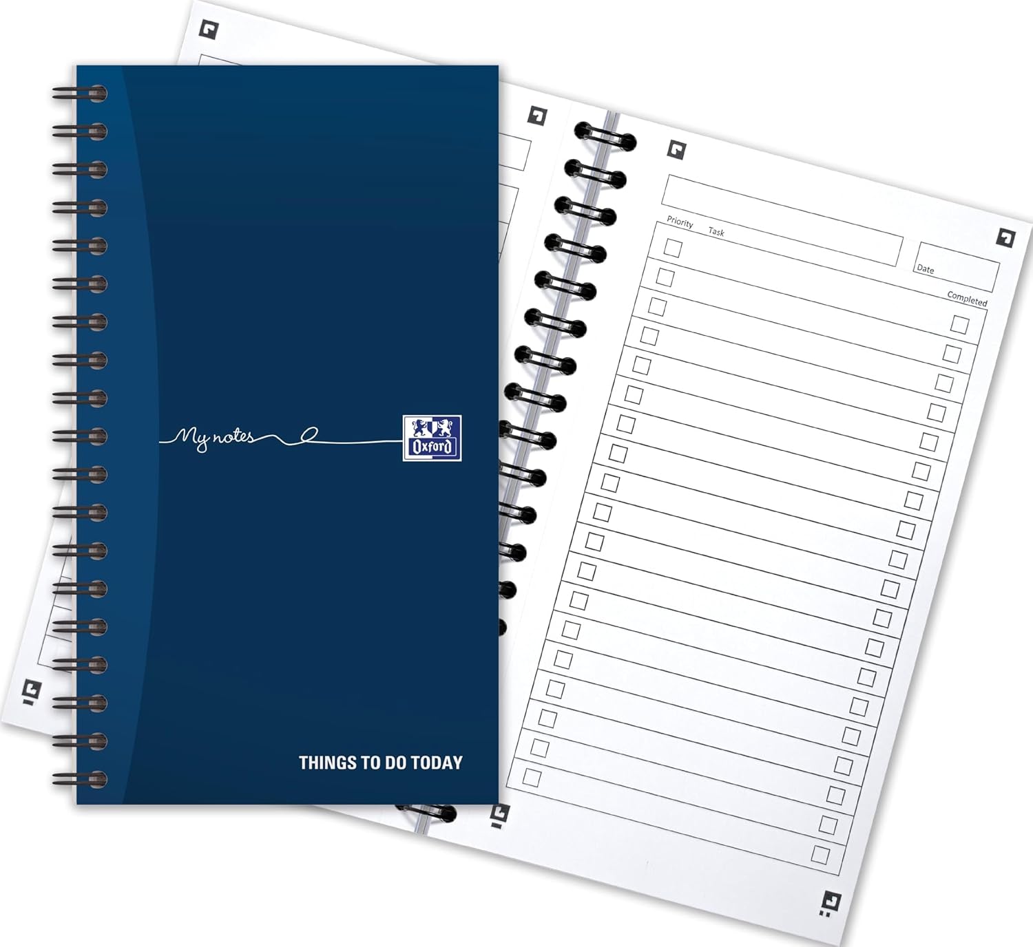 Oxford My Notes, To Do List Notebook, Wirebound, 230 Page, 1 Notepad, Navy Blue | White