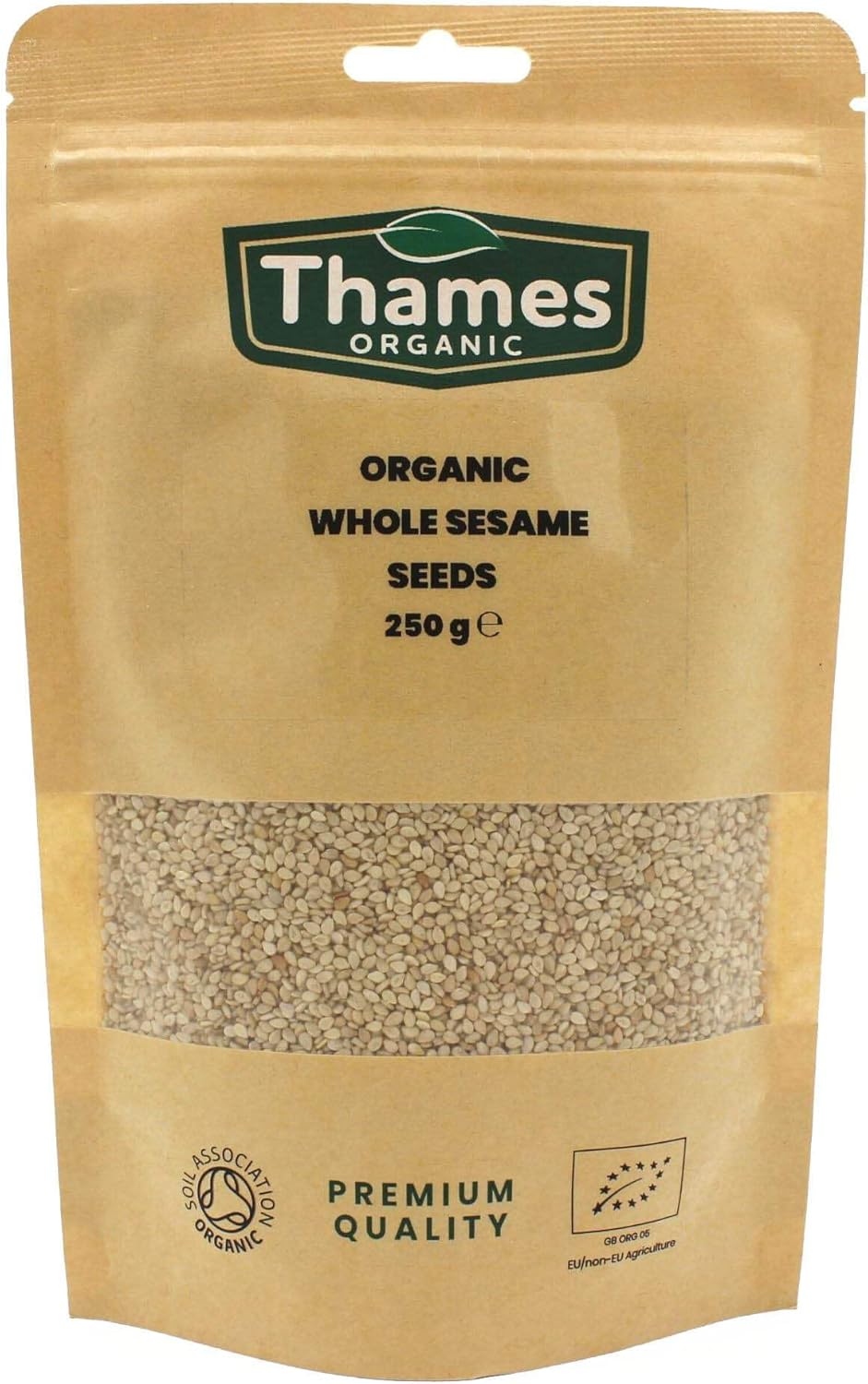 Organic Sesame Seeds - 250g of Nutritious & Flavorful Seeds - No Additives, No Preservatives - Raw, Vegan, Non-GMO - Great for Baking, Cooking, and Sprinkling - Thames Organic