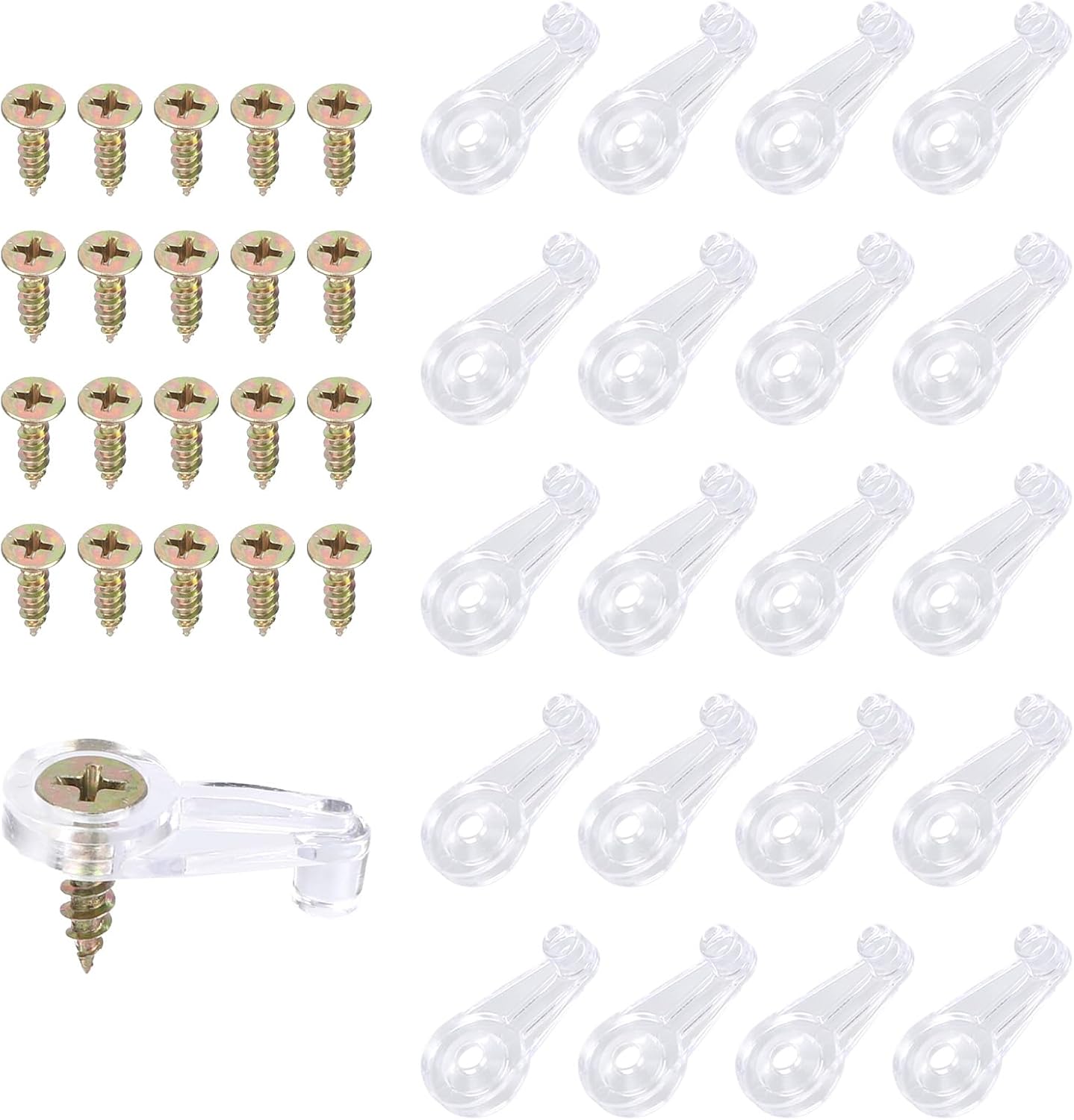 20pcs Glass Retainer Clips Set, Clear Plastic Mirror Holder Clips Brackets Kit with Screws Glass Cabinet Panel Retainer Fasteners for Cabinet Door Window Wall Mounting Fixing