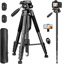 Tripod for Camera, 72" Tall Camera Tripod with Remote, Compact Camera Stand Tripod for Phone, Lightweight DSLR Tripod& Monopod, Professional Heavy Duty Tripod for Spotting Scope, Telescope, Binocular