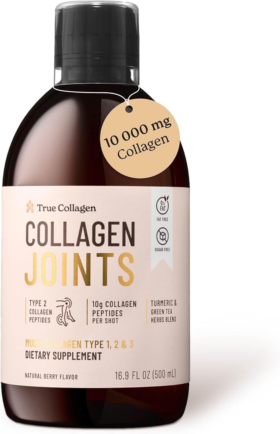 True Collagen Joints | 10,000 mg Hydrolysed Collagen Liquid Supplement - 500 ml, 20 Day Supply | Glucosamine, MSM and Chondroitin for Joints, Hair, Skin and Nails | 100% Natural Berry Flavour