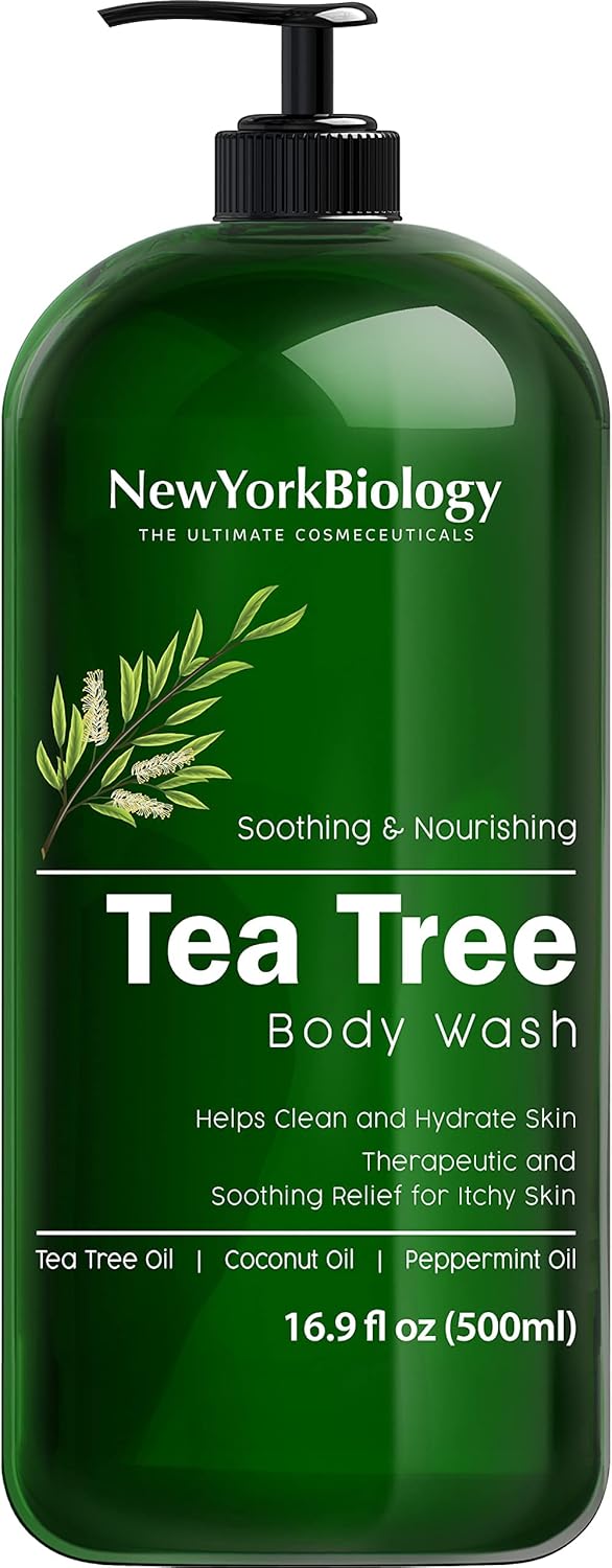 New York Biology Tea Tree Body Wash - Helps Nail Fungus, Athletes Foot, Ringworms, Jock Itch, Acne, Eczema & Body Odor, Soothes Itching & Promotes Healthy Skin and Feet - 500 ml