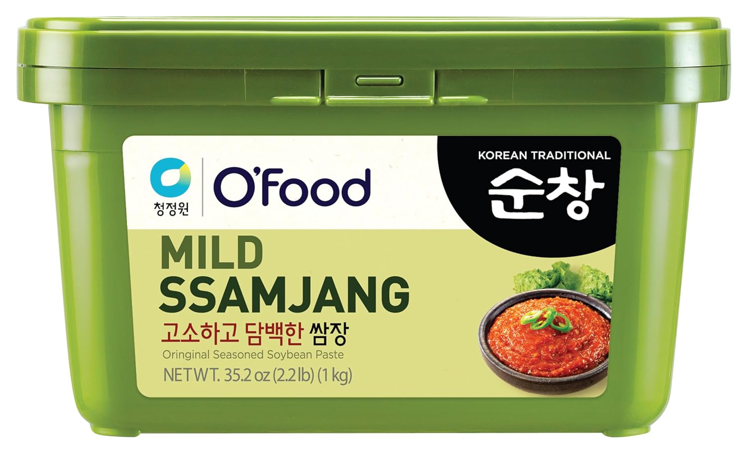Chung Jung One O'Food Ssamjang, Korean Mild Seasoned Soybean Paste Sauce, Perfect for Rice, Noodles, Fresh Vegetables and Meat, Savory and Flavorful (2.2lb, 1kg)