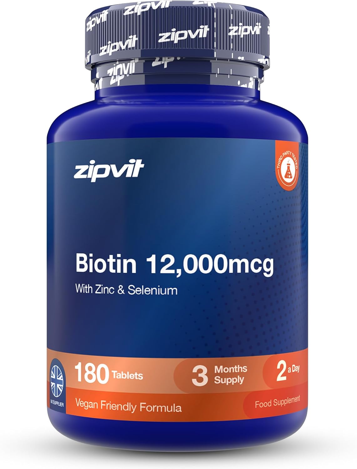Zipvit Biotin 12000mcg with Zinc & Selenium - High Strength - 180 Tablets