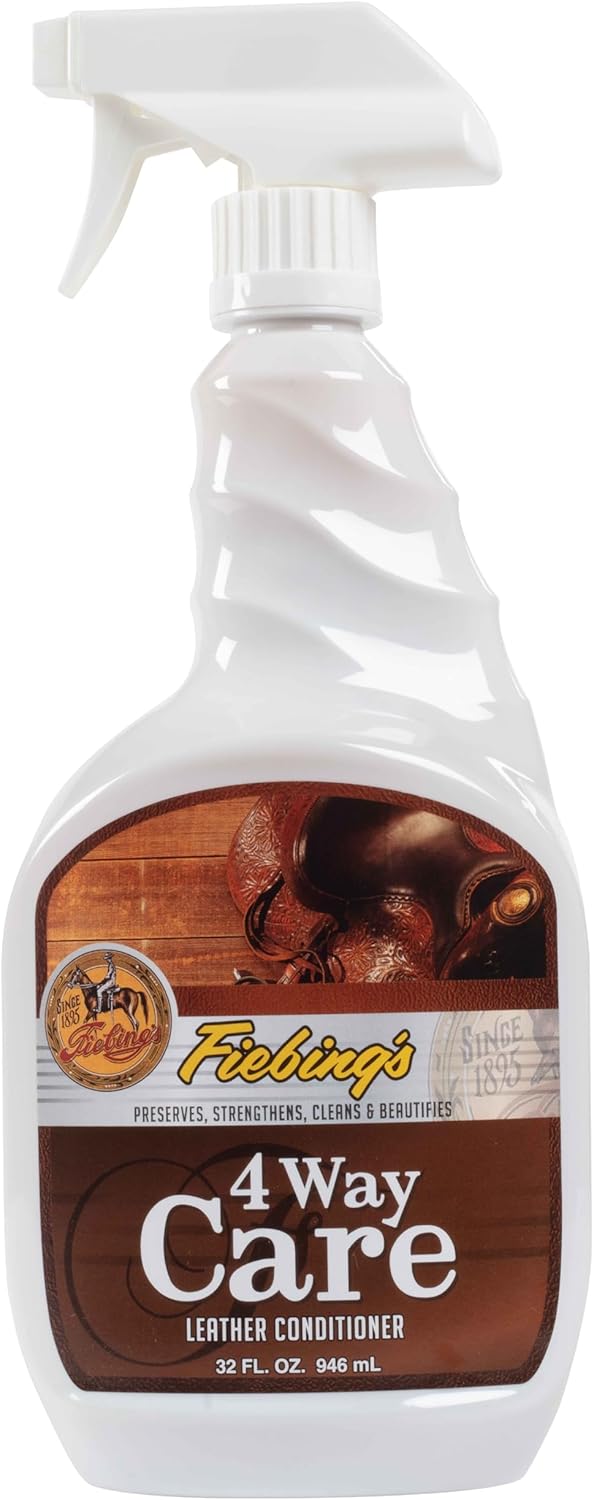Fiebing's 4 Way Care Leather Cleaner & Conditioner Spray (32oz) - Preserves, Waterproofs, Strengthens All Smooth Leathercraft with Fine Oil & Wax - Leaves No Residue on Car, Shoe, Purse, Boot