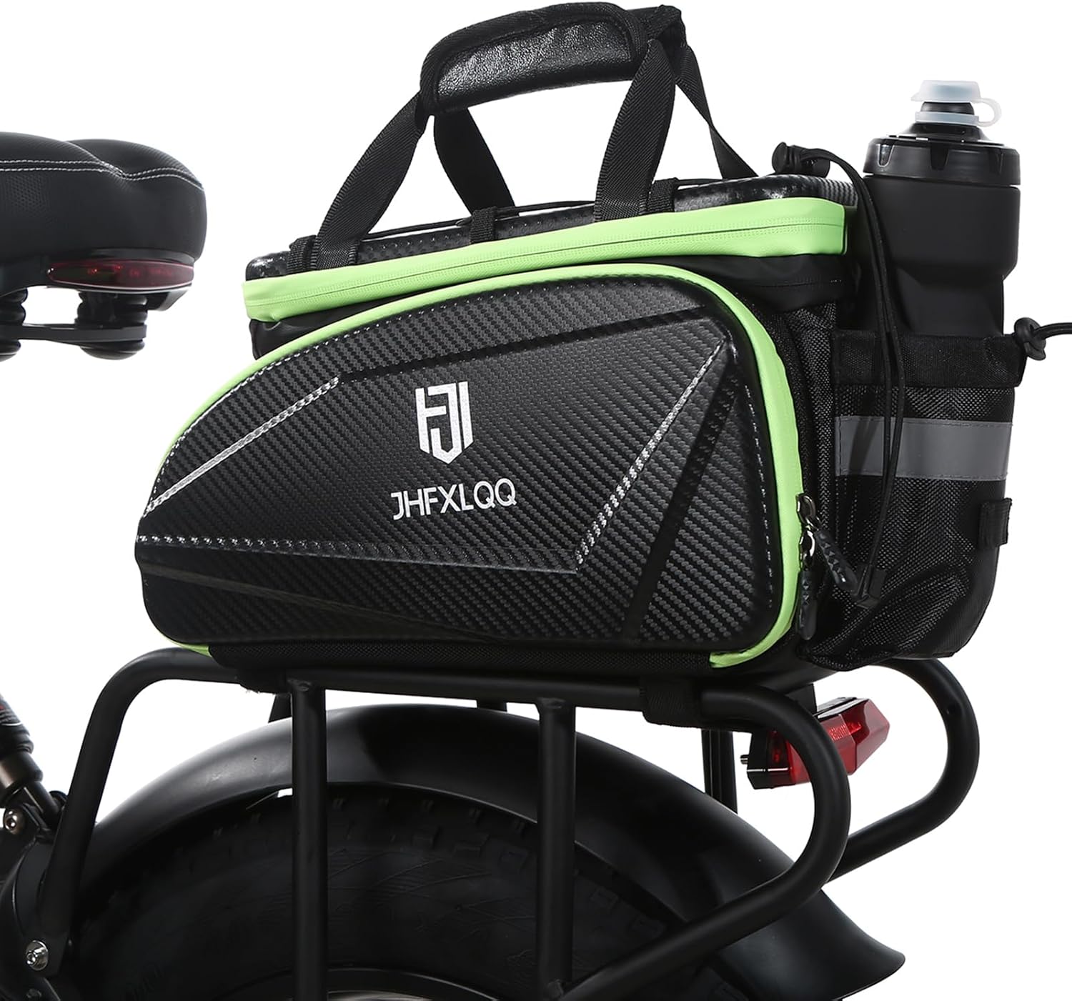 Bike Bag for Bicycle Rear Rack: 17L (Expandable to 35L) Large Capacity Hard Shell Electric Bike Trunk Saddle Bag Waterproof Leather Carbon Fiber Style - Panniers Bike Bags for Ebike and Bicycle