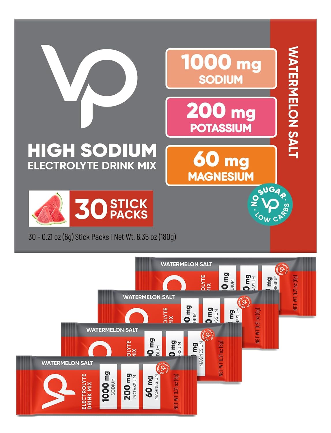 Venture Pal High Sodium Sugar Free Electrolytes Powder Packet - Hydration Packets with Sodium, Potassium & Magneisum | Zero Calories | Vegan | Keto & Paleo Friendly Electrolyte Drink Mix | 30 Stick