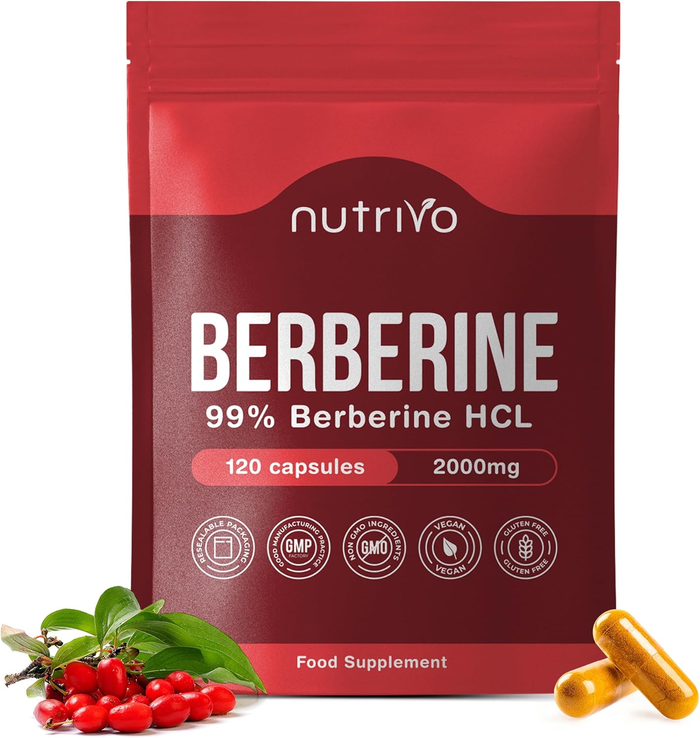 Berberine 2000mg (200mg 10:1 Extract) | 120 Capsules - 4 Month Supply | Metabolism, Blood Sugar & Weight Support | No Fillers or Binders | 3rd Party Tested | Made in UK