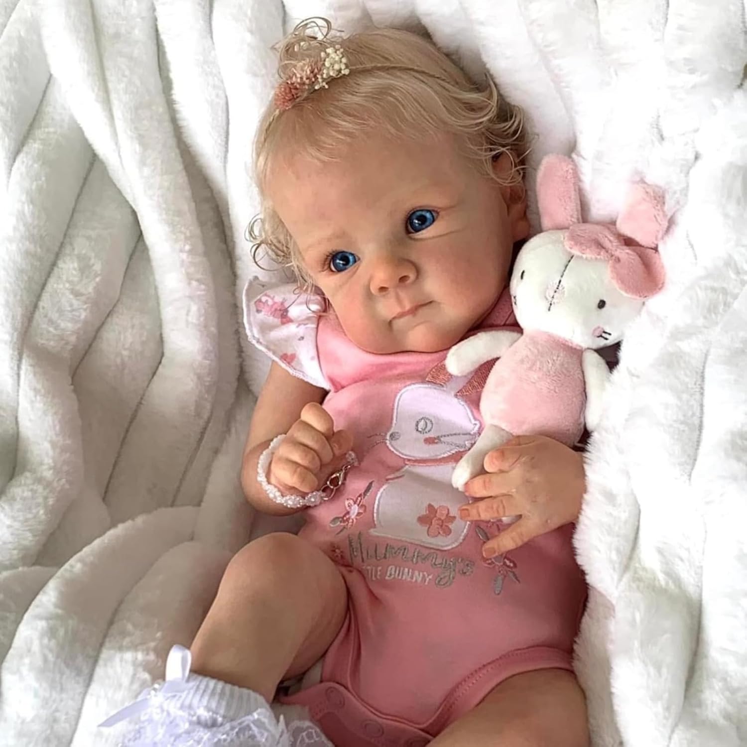 Lifelike Reborn Dolls 18 Inch Realistic Reborn Baby Newborn Girl Real Life Silicone Baby Doll with Blonde Hair Weighted Doll Toddler Kids Birthday Toy Age 5+ Girls Gifts