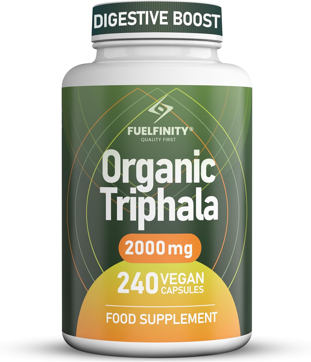 Triphala Powder Organic Capsules - 2000 mg - 240 Capsules - Pure Whole Fruit Triphala Organic Capsule - Natural Constipation Relief & Digestion Support - FuelFinity® - Clean Ayurvedic Detox Vegan