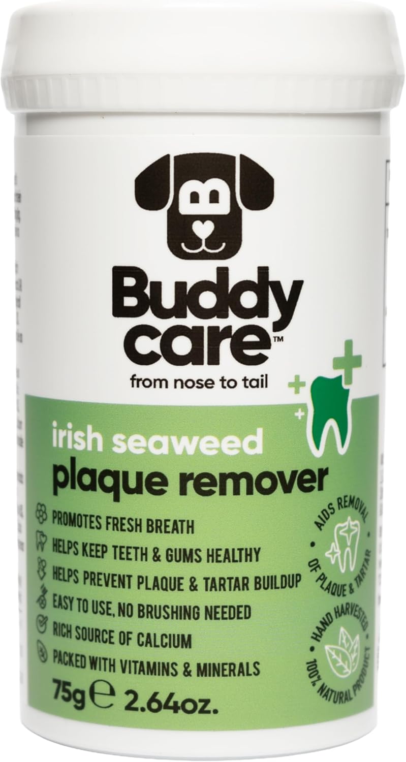 Buddycare Plaque Off Powder For Dogs (75g) Irish Seaweed Powder Plaque & Tarter Remover For Teeth for Dogs & Cats, Tartar & Bad Breath Remover Teeth Cleaner