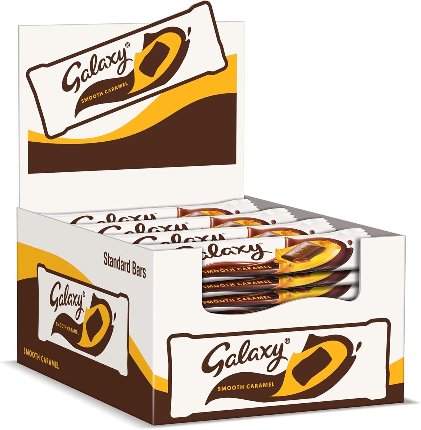 Galaxy Chocolate Bars, Smooth Caramel & Milk Chocolate Bulk Box, 24 x 48g, Ideal for Gift, Snacks or Hamper