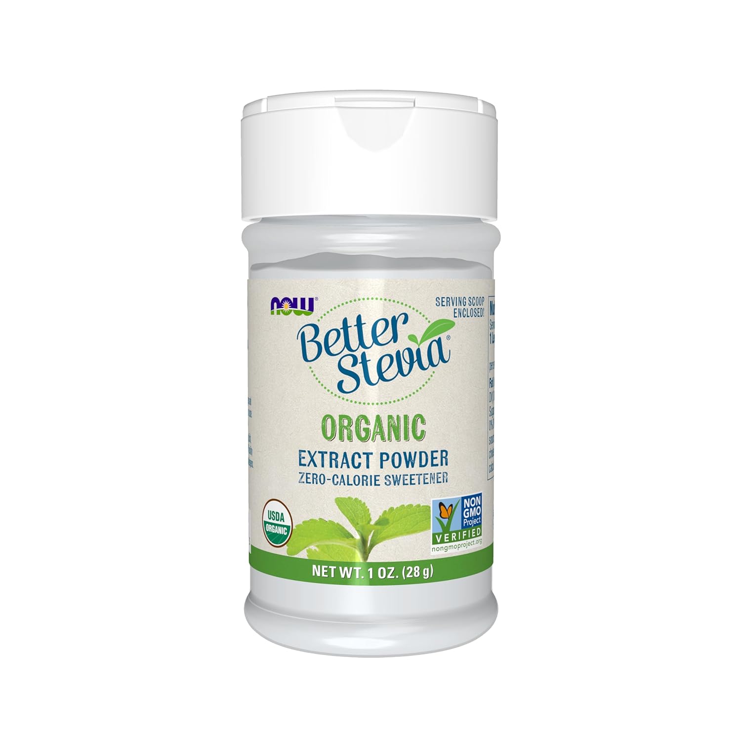 NOW Foods, Certified Organic Better Stevia, Extract Powder, Zero-Calorie Sweetener, Certified Non-GMO, 1-Ounce(Pack of 1)
