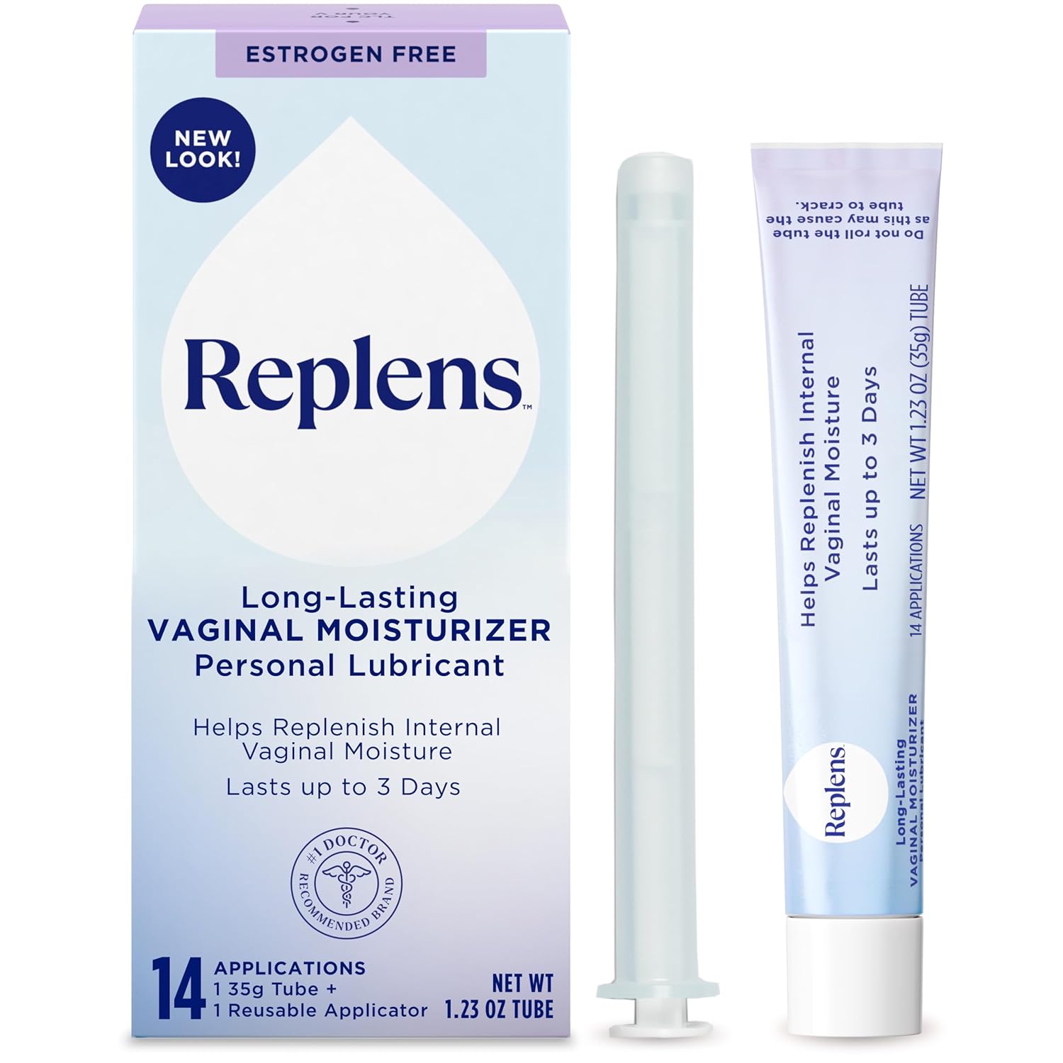 Replens Long-Lasting Vaginal Moisturizer, Relieves Vaginal Dryness for Up to 3 Days, Fragrance Free, 14 Applications