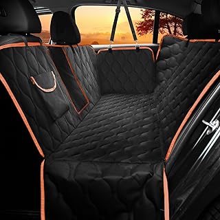 Waterproof Dog Car Seat Cover For Back Seat,Collapsible Scratchproof Dog Car Seat Cover,Nonslip Dog Seat Cover With Mesh Window,Storage Pocket,Side Flaps and Belt,Universal Size Fits for Car/Truck/SUV