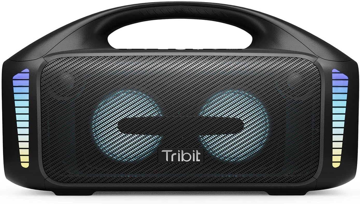 Tribit StormBox Blast Portable Speaker: 90W Loud Stereo Sound with XBass, IPX7 Waterproof Bluetooth Speaker with LED Light, PowerBank, Bluetooth 5.3&TWS, Custom EQ, 30H Playtime for Outdoor