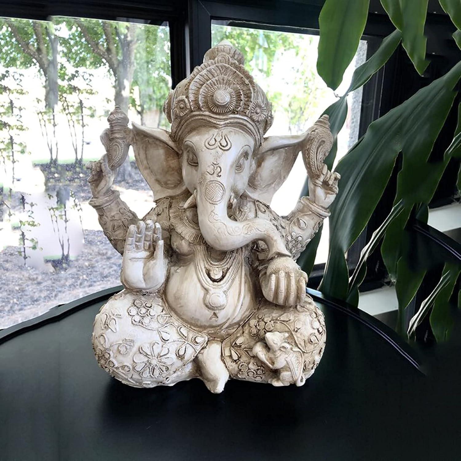 Pevfeciy Ganesh Buddha Statue Outdoor Garden Elephant Statue Decoration Indoor Office Decoration – God of Success Decorative Ornament, Height - 30 cm, Resin