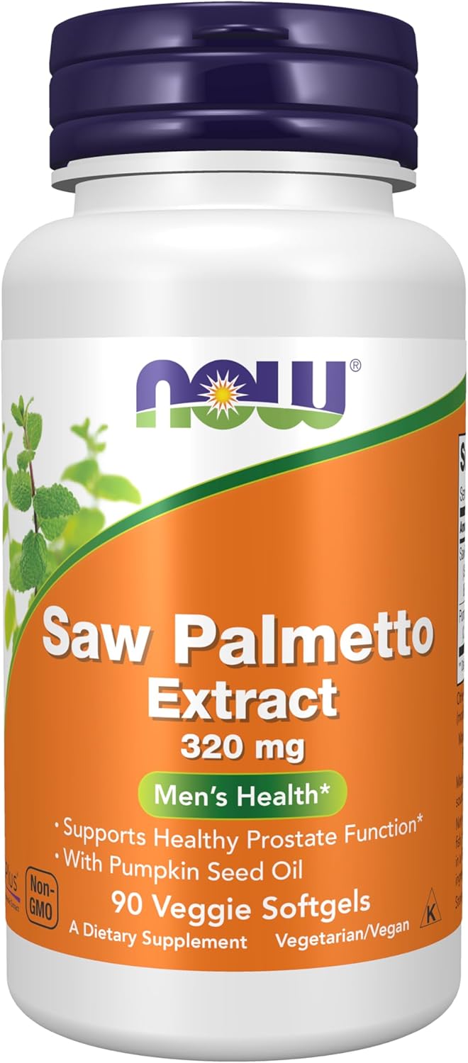 NOW Foods Supplements, Saw Palmetto Extract 320 mg with Pumpkin Seed Oil, Men's Health*, 90 Veg Softgels